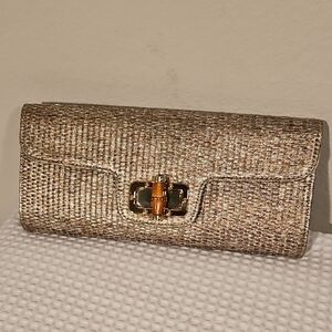 Gold Woven Gold Clutch